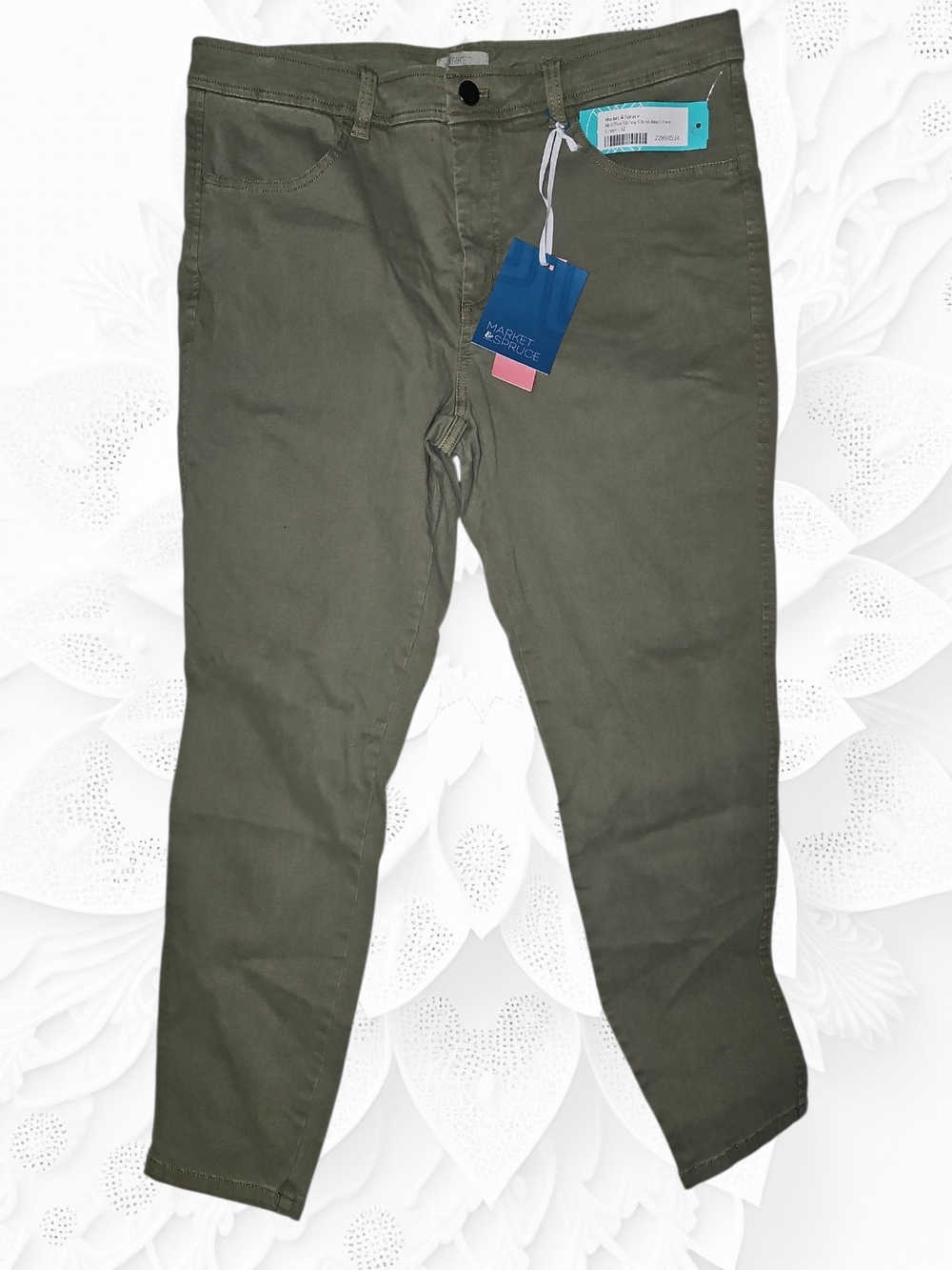 NWT Market & Spruce Green Mid Rise Skinny Chino Ankle Pants Size 12